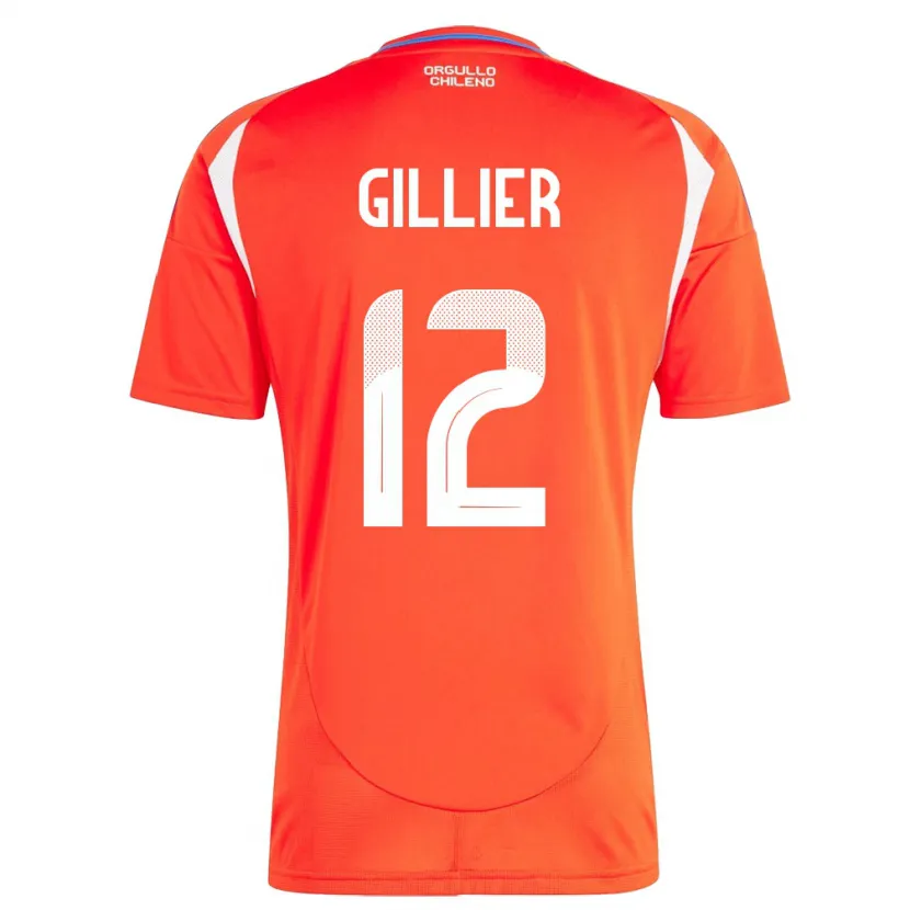 Danxen Dame Chile Thomas Gillier #12 Rød Hjemmetrøye Drakt Trøye 24-26 Skjorter T-Skjorte