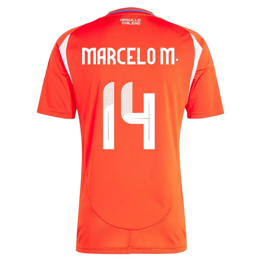 Danxen Dame Chile Marcelo Morales #14 Rød Hjemmetrøye Drakt Trøye 24-26 Skjorter T-Skjorte