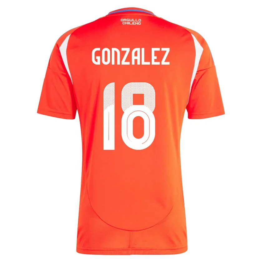 Danxen Dame Chile Bryan González #18 Rød Hjemmetrøye Drakt Trøye 24-26 Skjorter T-Skjorte