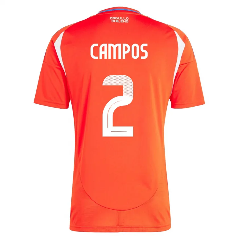 Danxen Dame Chile Víctor Campos #2 Rød Hjemmetrøye Drakt Trøye 24-26 Skjorter T-Skjorte