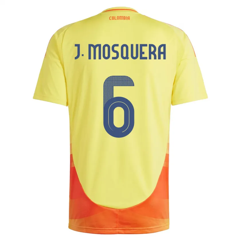 Danxen Dame Colombia Juan Mosquera #6 Gul Hjemmetrøye Drakt Trøye 24-26 Skjorter T-Skjorte