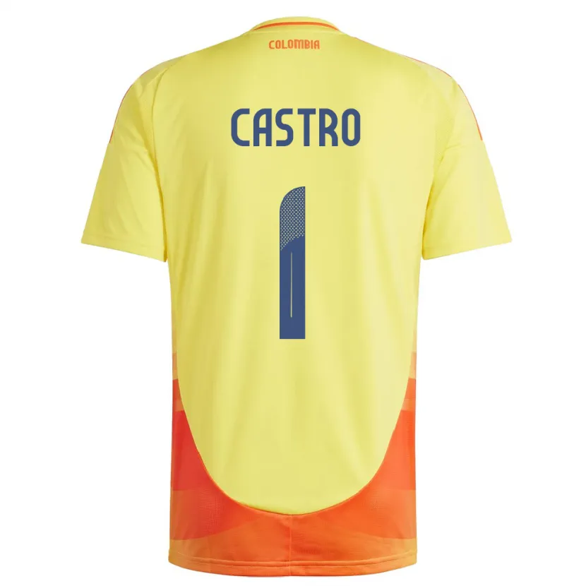 Danxen Dame Colombia Danny Castro #1 Gul Hjemmetrøye Drakt Trøye 24-26 Skjorter T-Skjorte