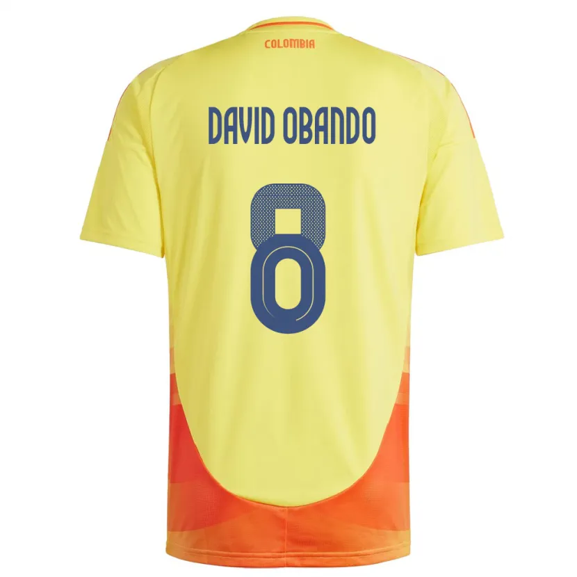 Danxen Dame Colombia Juan David Obando #8 Gul Hjemmetrøye Drakt Trøye 24-26 Skjorter T-Skjorte