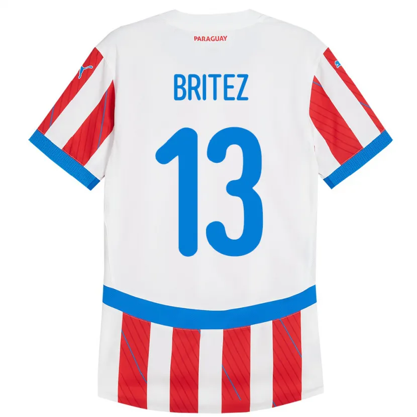 Danxen Dame Paraguay Abel Brítez #13 Hvit Rød Hjemmetrøye Drakt Trøye 24-26 Skjorter T-Skjorte