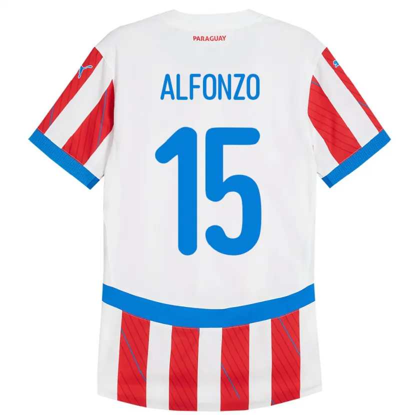 Danxen Dame Paraguay Axel Alfonzo #15 Hvit Rød Hjemmetrøye Drakt Trøye 24-26 Skjorter T-Skjorte