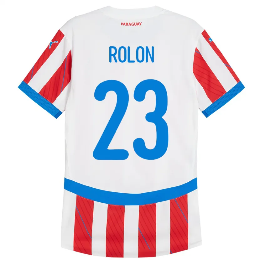 Danxen Dame Paraguay Luis Rolón #23 Hvit Rød Hjemmetrøye Drakt Trøye 24-26 Skjorter T-Skjorte