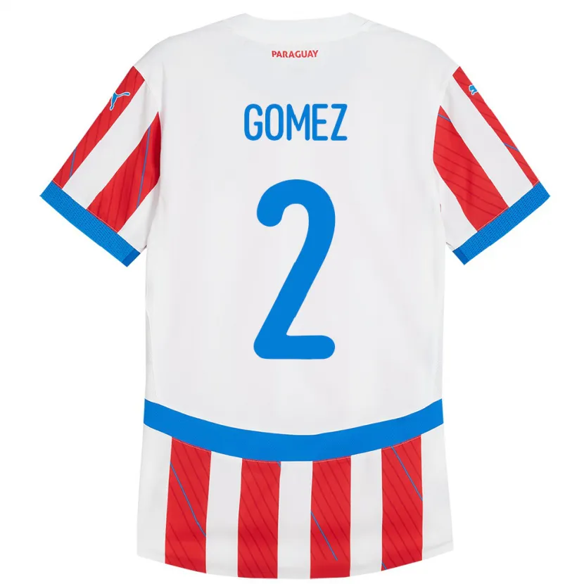 Danxen Dame Paraguay Rodrigo Gómez #2 Hvit Rød Hjemmetrøye Drakt Trøye 24-26 Skjorter T-Skjorte