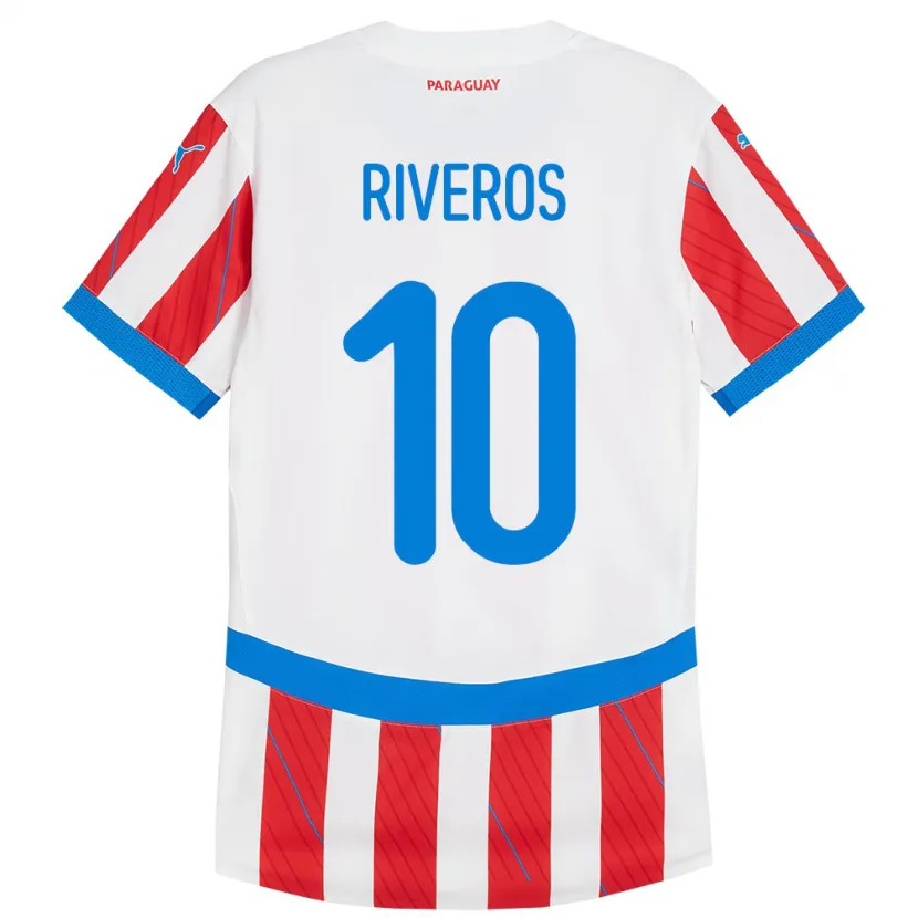 Danxen Dame Paraguay Paulo Riveros #10 Hvit Rød Hjemmetrøye Drakt Trøye 24-26 Skjorter T-Skjorte