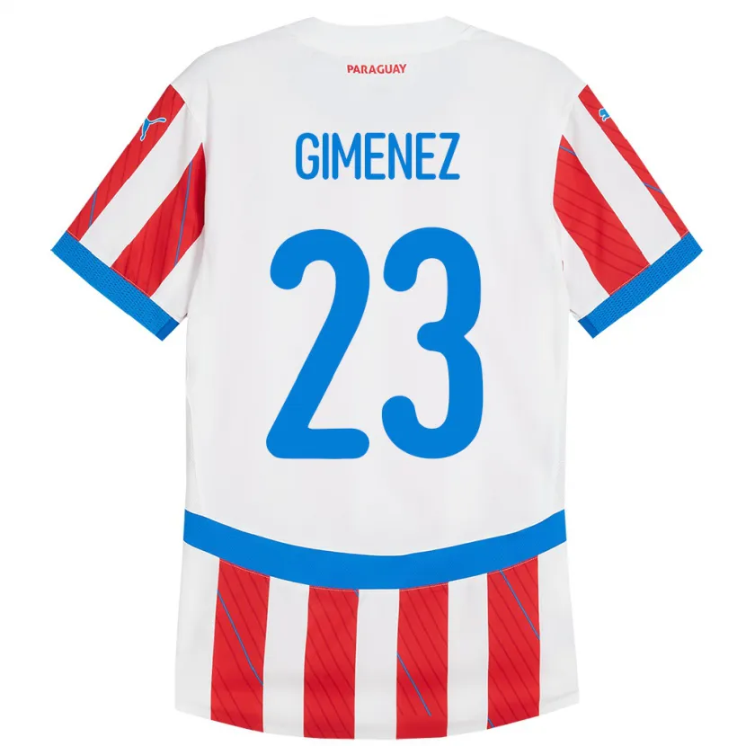 Danxen Dame Paraguay Miguel Giménez #23 Hvit Rød Hjemmetrøye Drakt Trøye 24-26 Skjorter T-Skjorte