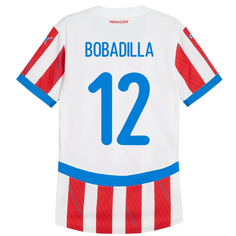 Danxen Dame Paraguay Alicia Bobadilla #12 Hvit Rød Hjemmetrøye Drakt Trøye 24-26 Skjorter T-Skjorte