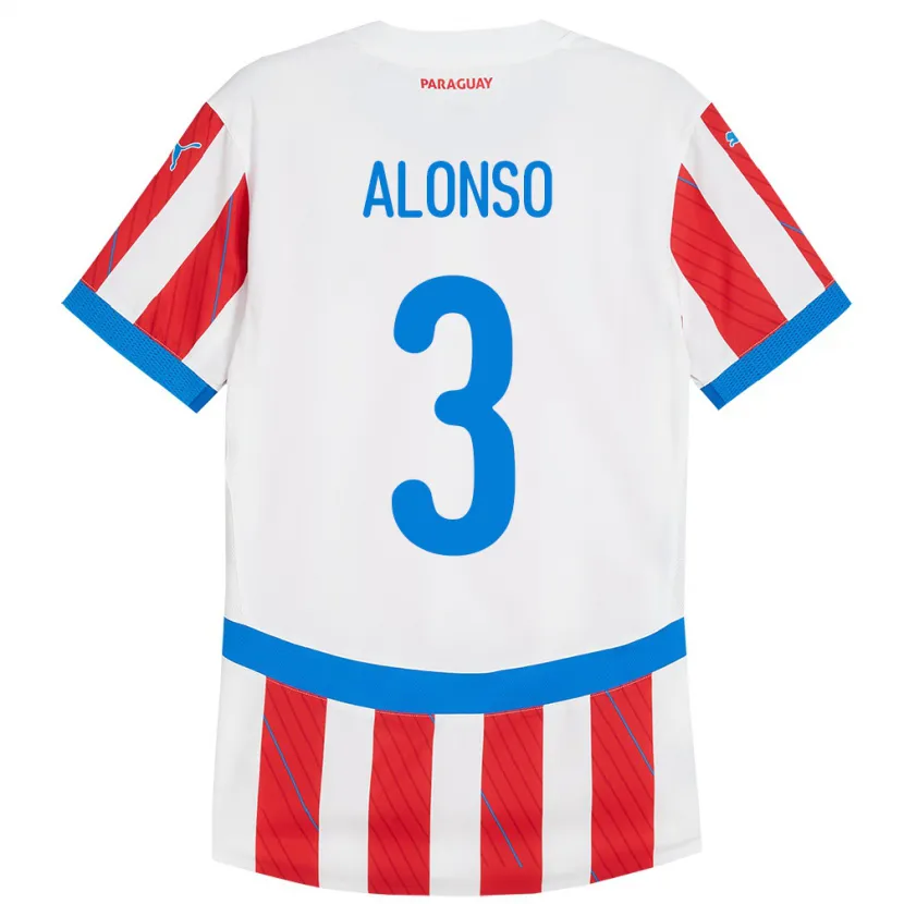 Danxen Dame Paraguay Lorena Alonso #3 Hvit Rød Hjemmetrøye Drakt Trøye 24-26 Skjorter T-Skjorte