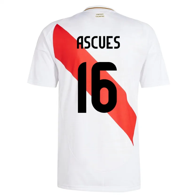 Danxen Dame Peru Carlos Ascues #16 Hvit Hjemmetrøye Drakt Trøye 24-26 Skjorter T-Skjorte