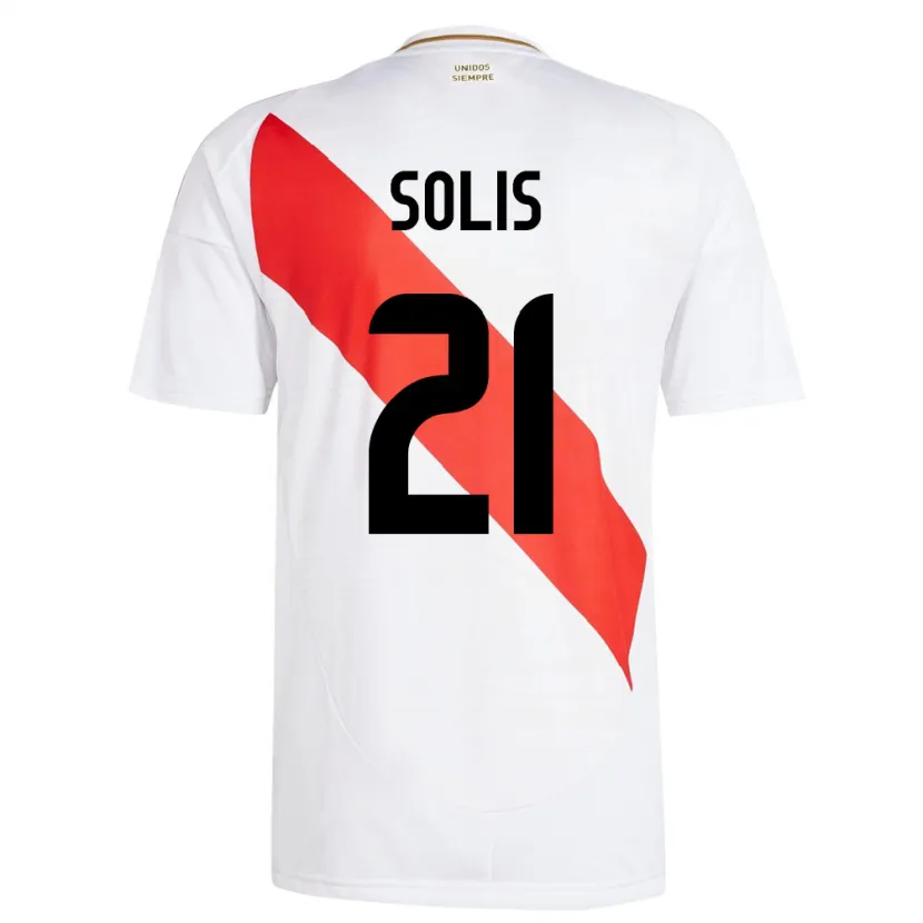 Danxen Dame Peru Renato Solís #21 Hvit Hjemmetrøye Drakt Trøye 24-26 Skjorter T-Skjorte