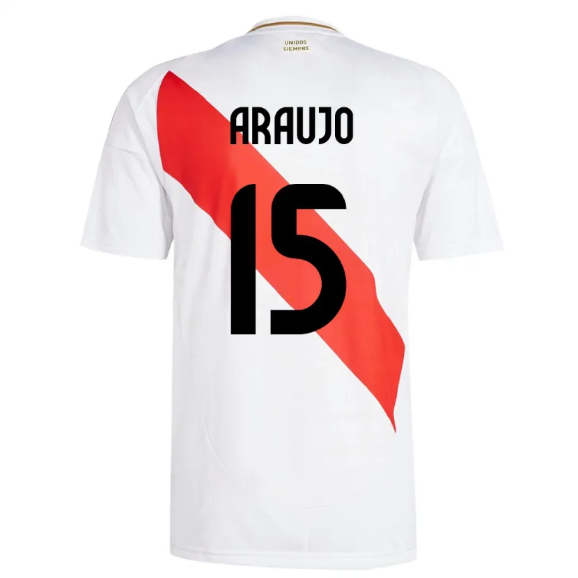Danxen Dame Peru Miguel Araujo #15 Hvit Hjemmetrøye Drakt Trøye 24-26 Skjorter T-Skjorte