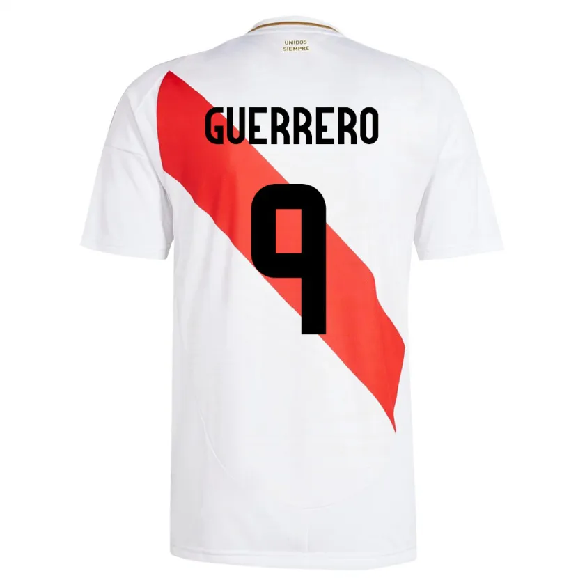 Danxen Dame Peru Paolo Guerrero #9 Hvit Hjemmetrøye Drakt Trøye 24-26 Skjorter T-Skjorte