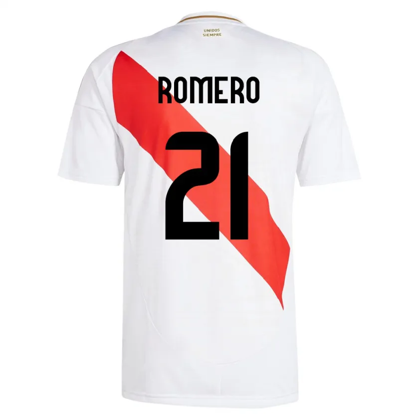Danxen Dame Peru Diego Romero #21 Hvit Hjemmetrøye Drakt Trøye 24-26 Skjorter T-Skjorte