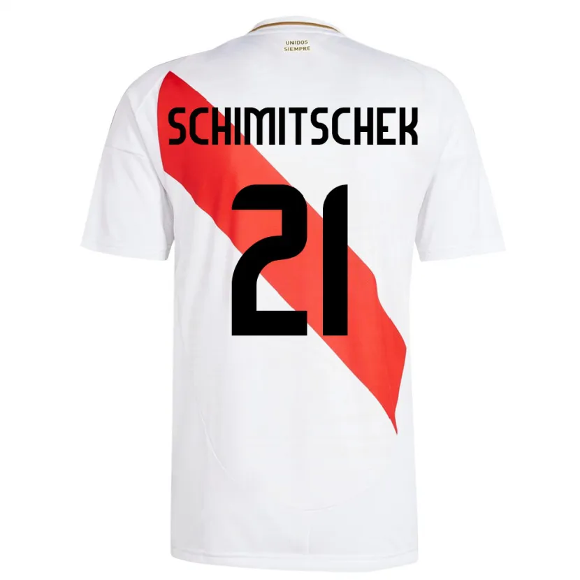 Danxen Dame Peru Ian Schimitschek #21 Hvit Hjemmetrøye Drakt Trøye 24-26 Skjorter T-Skjorte