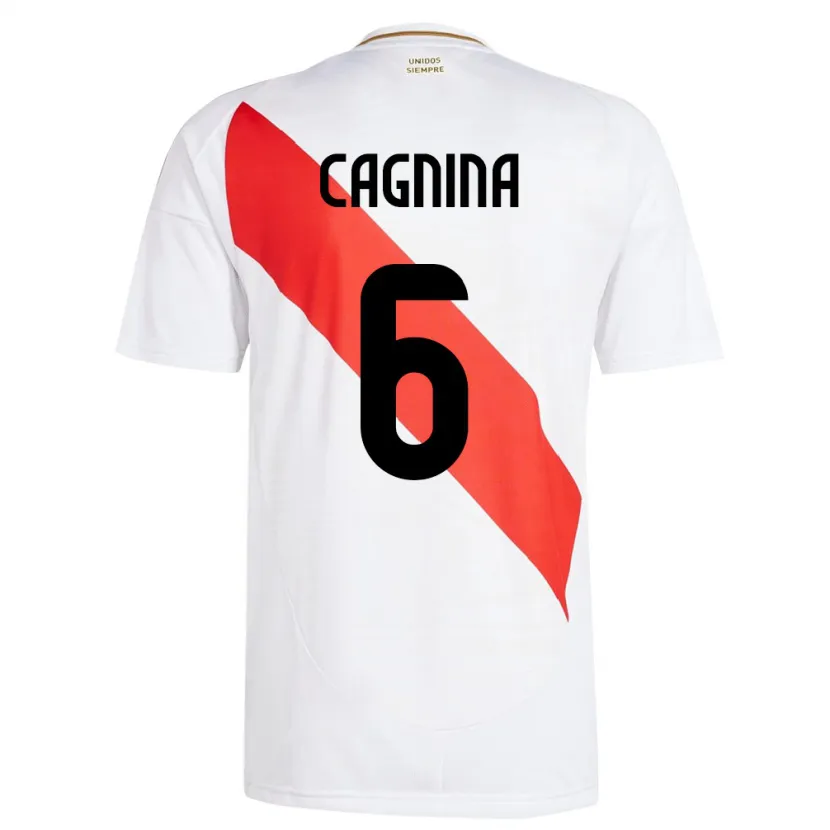 Danxen Dame Peru Claudia Cagnina #6 Hvit Hjemmetrøye Drakt Trøye 24-26 Skjorter T-Skjorte