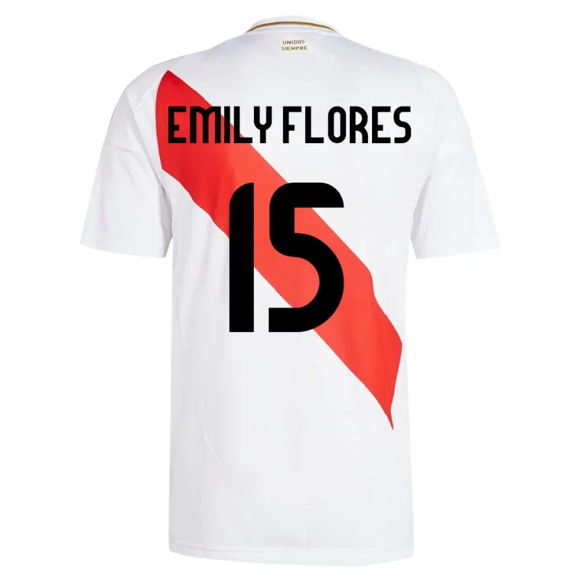 Danxen Dame Peru Emily Flores #15 Hvit Hjemmetrøye Drakt Trøye 24-26 Skjorter T-Skjorte