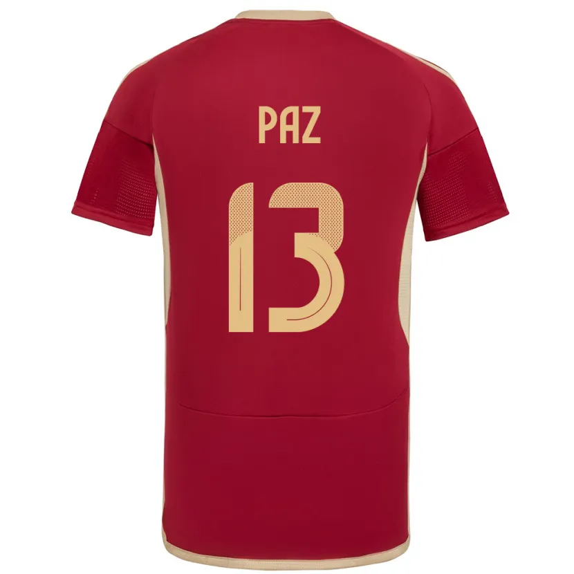 Danxen Dame Venezuela Jesús Paz #13 Burgunder Hjemmetrøye Drakt Trøye 24-26 Skjorter T-Skjorte