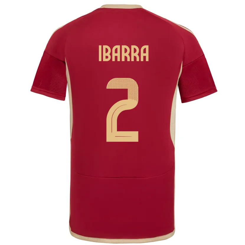 Danxen Dame Venezuela Pablo Ibarra #2 Burgunder Hjemmetrøye Drakt Trøye 24-26 Skjorter T-Skjorte