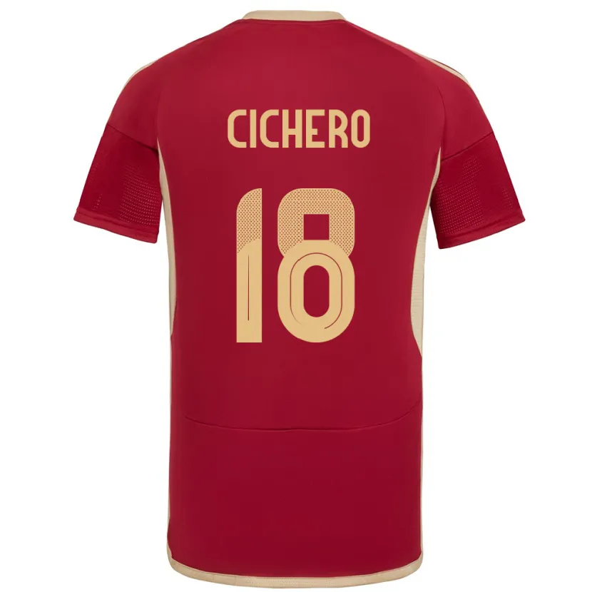 Danxen Dame Venezuela Alejandro Cichero #18 Burgunder Hjemmetrøye Drakt Trøye 24-26 Skjorter T-Skjorte