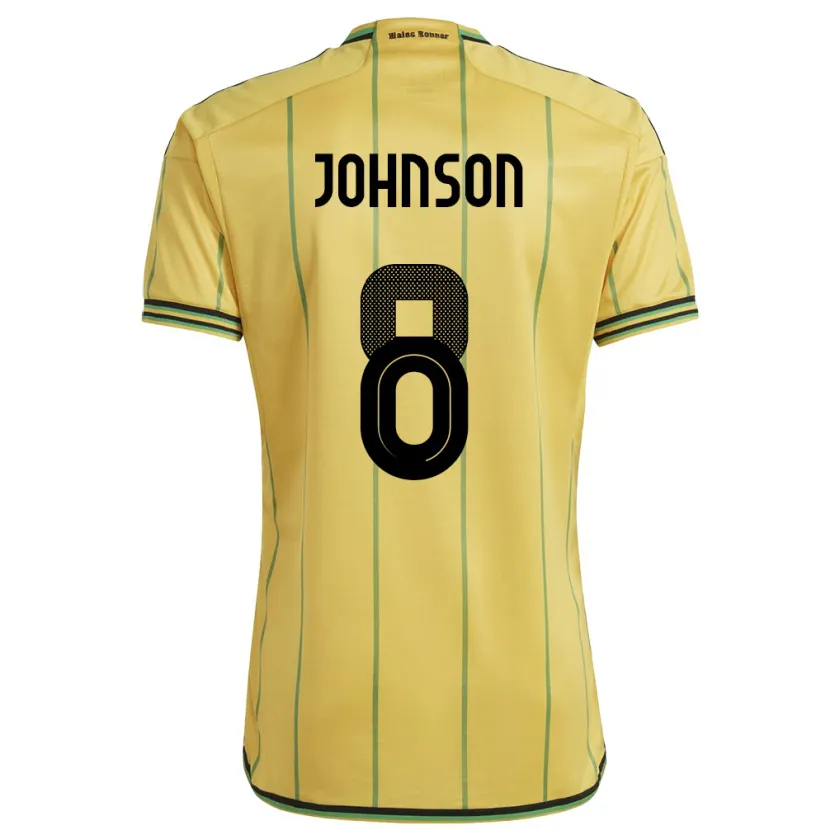 Danxen Dame Jamaica Daniel Johnson #8 Gul Hjemmetrøye Drakt Trøye 24-26 Skjorter T-Skjorte