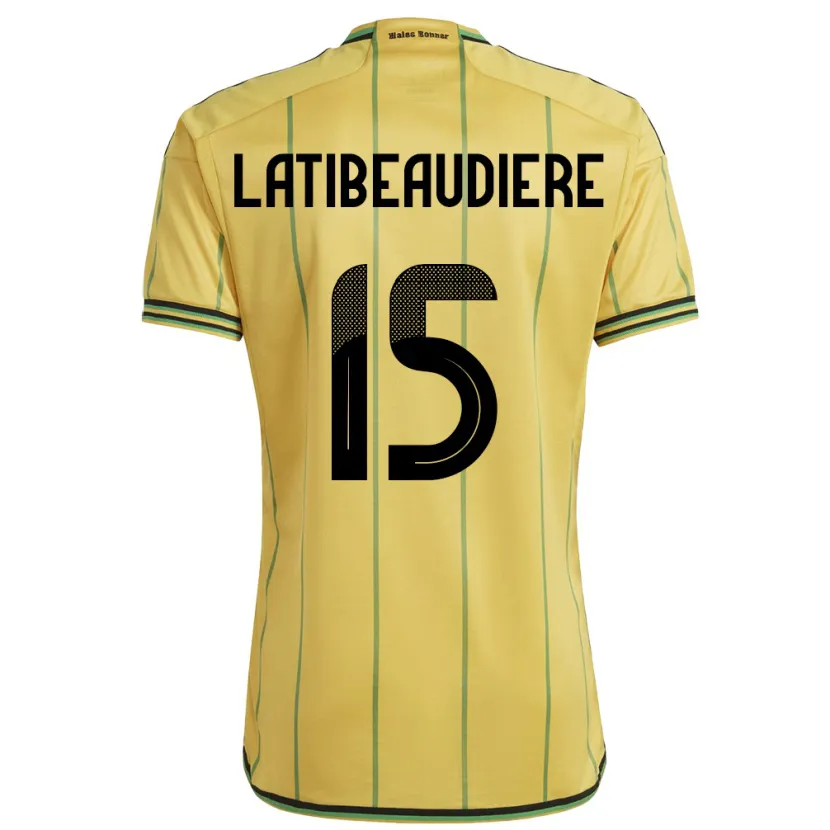 Danxen Dame Jamaica Joel Latibeaudiere #15 Gul Hjemmetrøye Drakt Trøye 24-26 Skjorter T-Skjorte