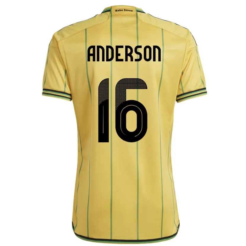 Danxen Dame Jamaica Karoy Anderson #16 Gul Hjemmetrøye Drakt Trøye 24-26 Skjorter T-Skjorte