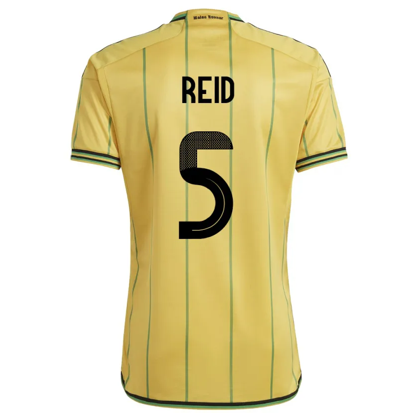 Danxen Dame Jamaica Adrian Reid #5 Gul Hjemmetrøye Drakt Trøye 24-26 Skjorter T-Skjorte