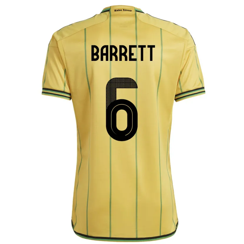 Danxen Dame Jamaica Ronaldo Barrett #6 Gul Hjemmetrøye Drakt Trøye 24-26 Skjorter T-Skjorte