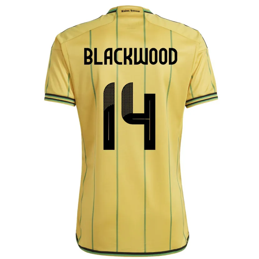 Danxen Dame Jamaica Deneisha Blackwood #14 Gul Hjemmetrøye Drakt Trøye 24-26 Skjorter T-Skjorte