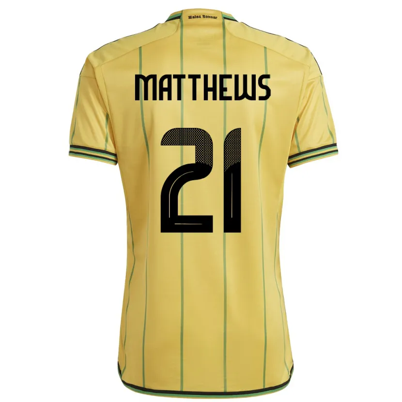 Danxen Dame Jamaica Cheyna Matthews #21 Gul Hjemmetrøye Drakt Trøye 24-26 Skjorter T-Skjorte