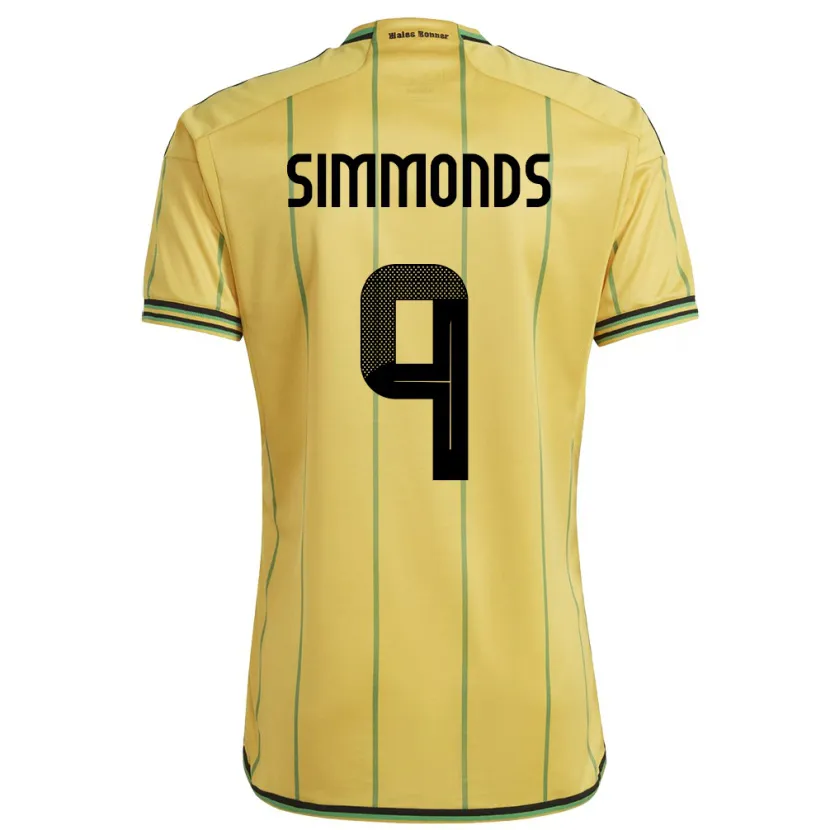 Danxen Dame Jamaica Kameron Simmonds #9 Gul Hjemmetrøye Drakt Trøye 24-26 Skjorter T-Skjorte