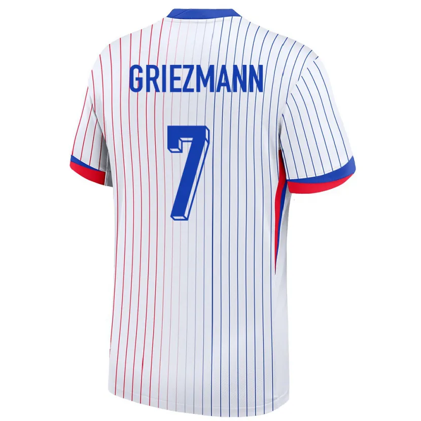 Danxen Dame Frankrike Antoine Griezmann #7 Hvit Bortetrøye Drakt Trøye 24-26 Skjorter T-Skjorte