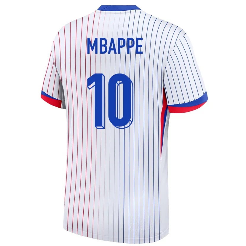 Danxen Dame Frankrike Kylian Mbappe #10 Hvit Bortetrøye Drakt Trøye 24-26 Skjorter T-Skjorte