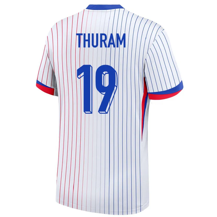 Danxen Dame Frankrike Khephren Thuram #19 Hvit Bortetrøye Drakt Trøye 24-26 Skjorter T-Skjorte