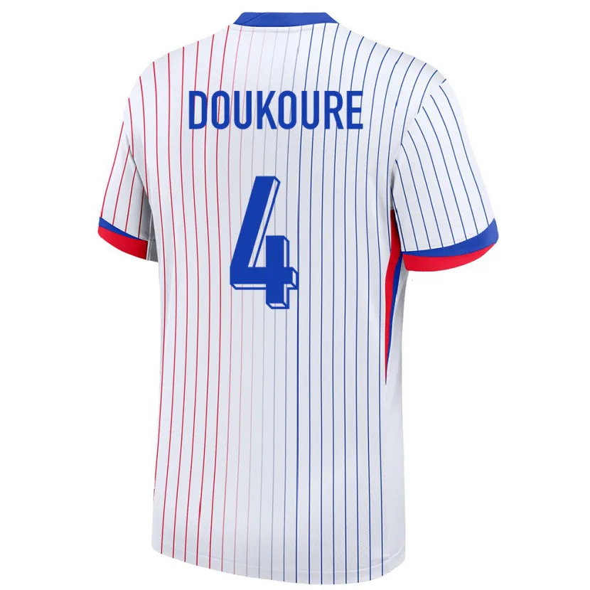 Danxen Dame Frankrike Ismael Doukoure #4 Hvit Bortetrøye Drakt Trøye 24-26 Skjorter T-Skjorte