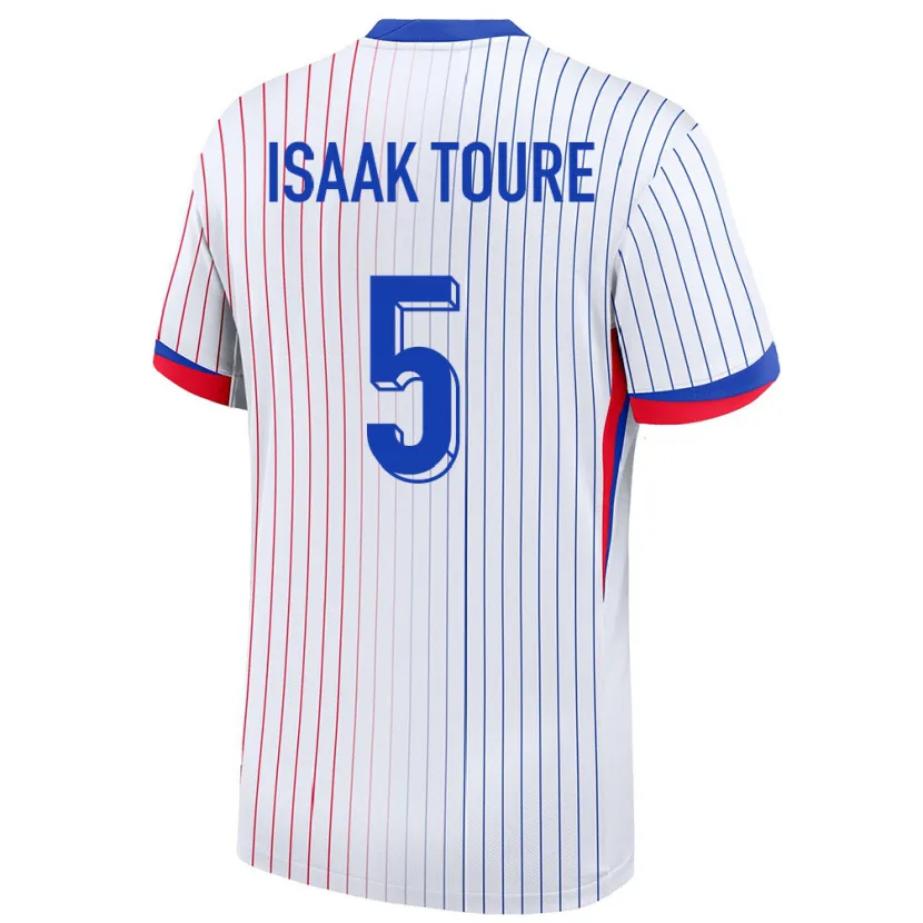 Danxen Dame Frankrike Souleymane Isaak Toure #5 Hvit Bortetrøye Drakt Trøye 24-26 Skjorter T-Skjorte