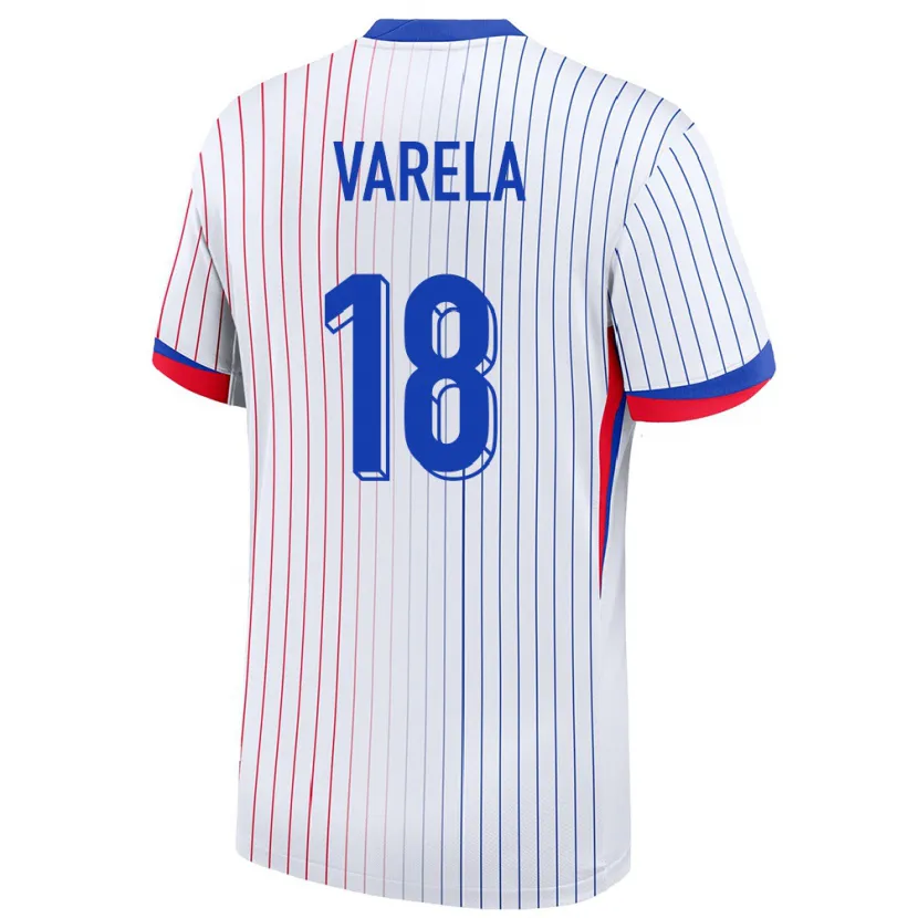 Danxen Dame Frankrike Jordan Varela #18 Hvit Bortetrøye Drakt Trøye 24-26 Skjorter T-Skjorte