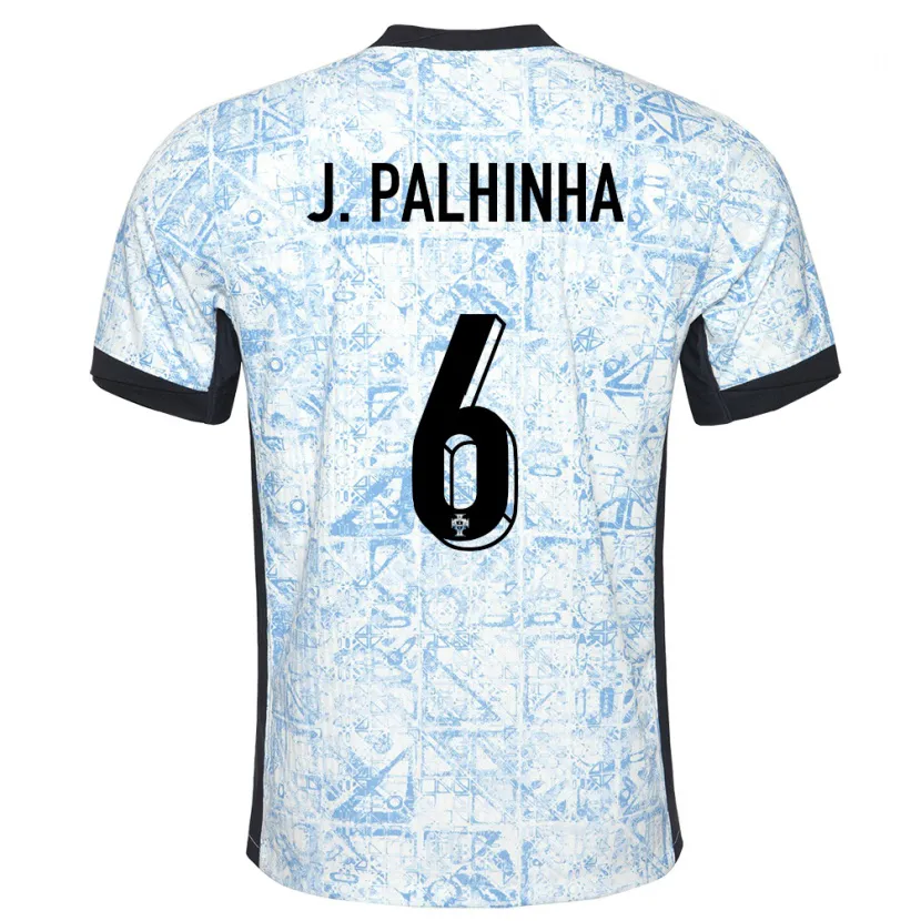 Danxen Dame Portugal Joao Palhinha #6 Kremblå Bortetrøye Drakt Trøye 24-26 Skjorter T-Skjorte