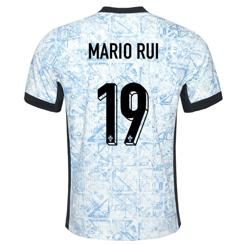 Danxen Dame Portugal Mario Rui #19 Kremblå Bortetrøye Drakt Trøye 24-26 Skjorter T-Skjorte
