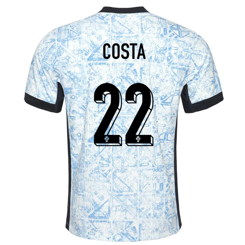Danxen Dame Portugal Rute Costa #22 Kremblå Bortetrøye Drakt Trøye 24-26 Skjorter T-Skjorte