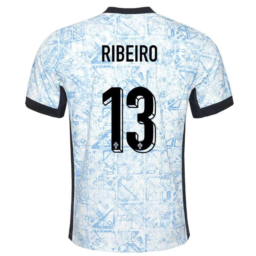 Danxen Dame Portugal Antonio Ribeiro #13 Kremblå Bortetrøye Drakt Trøye 24-26 Skjorter T-Skjorte