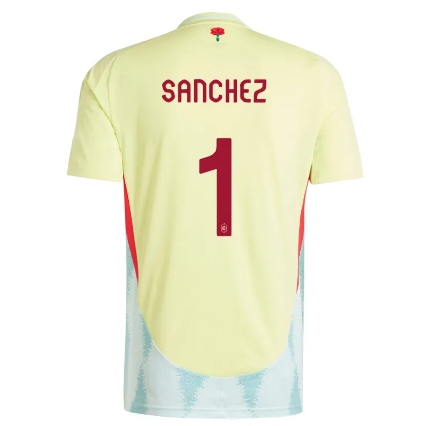 Danxen Dame Spania Robert Sanchez #1 Gul Bortetrøye Drakt Trøye 24-26 Skjorter T-Skjorte