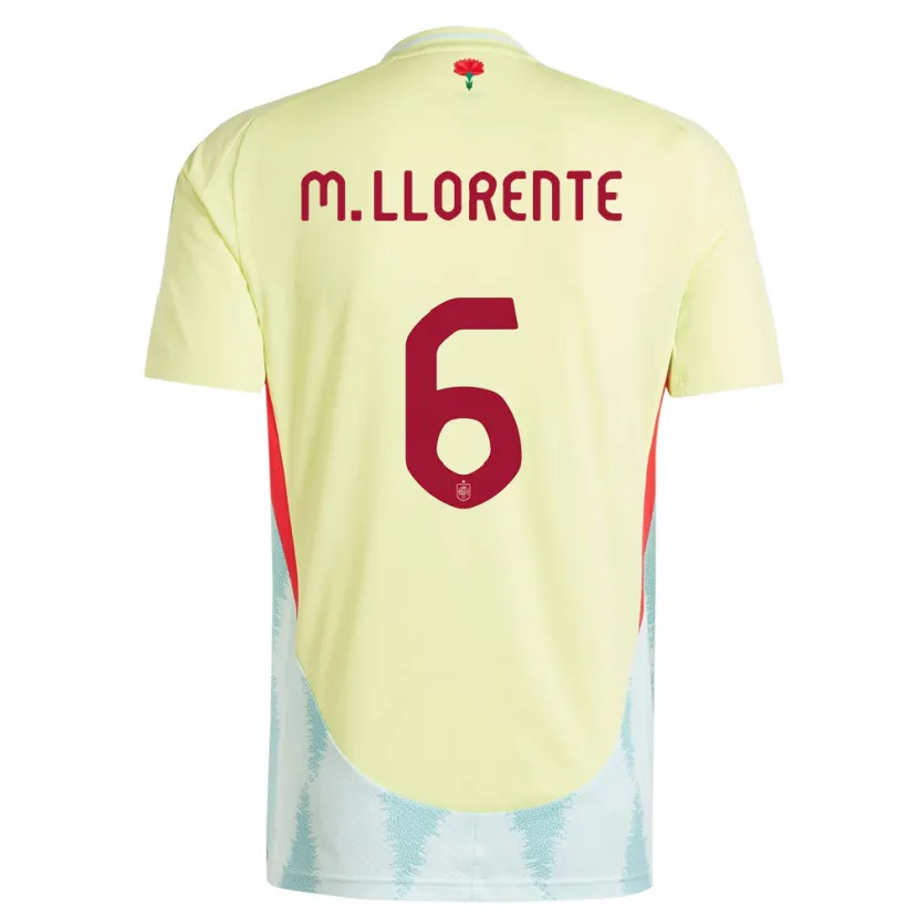 Danxen Dame Spania Marcos Llorente #6 Gul Bortetrøye Drakt Trøye 24-26 Skjorter T-Skjorte