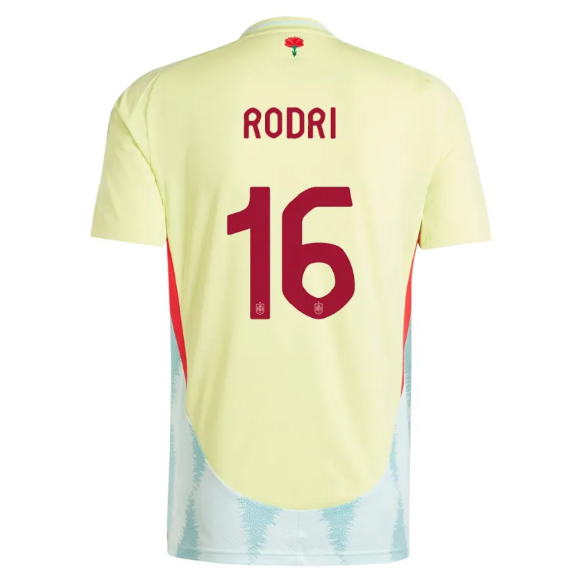 Danxen Dame Spania Rodri #16 Gul Bortetrøye Drakt Trøye 24-26 Skjorter T-Skjorte