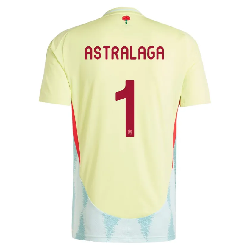 Danxen Dame Spania Ander Astralaga #1 Gul Bortetrøye Drakt Trøye 24-26 Skjorter T-Skjorte