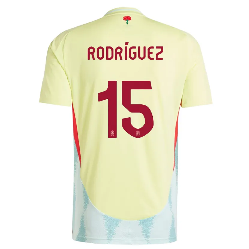 Danxen Dame Spania Dani Rodriguez #15 Gul Bortetrøye Drakt Trøye 24-26 Skjorter T-Skjorte