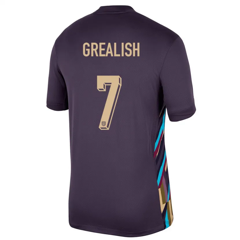 Danxen Dame England Jack Grealish #7 Mørk Rosin Bortetrøye Drakt Trøye 24-26 Skjorter T-Skjorte